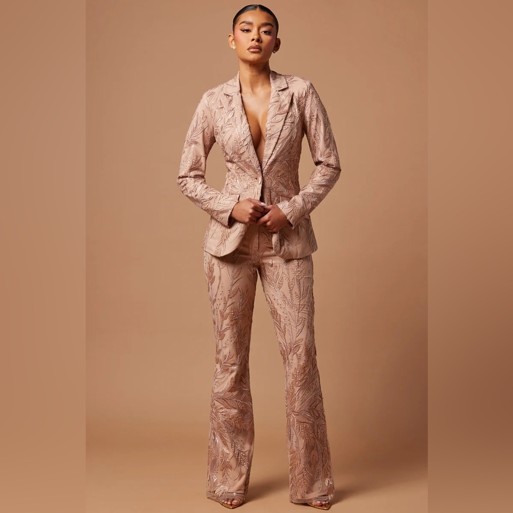 Fashion Nova Tan Blazer & pant Suit